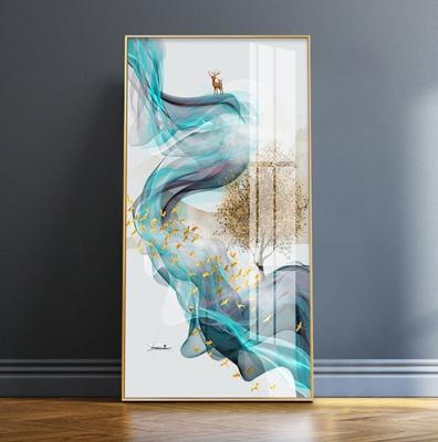 China Hotsale Abstract Wall Hanging HD Printed Decorative Picture Fortune Tree Elk Large Print Wall Art Crystal Painting for sale