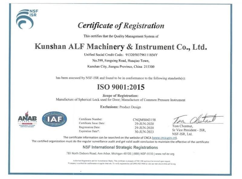 ISO9001 - Kunshan Alf Machinery And Instruments Co., Ltd.