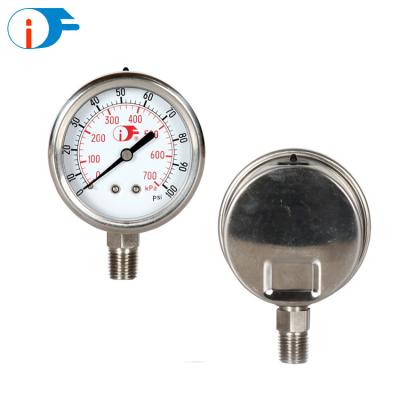 China For the most corrosive media and environments use 316SS bottom mount 100mm all stainless steel pressure gauge for sale