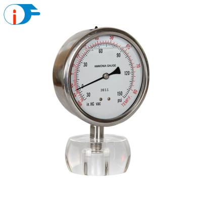 China For Ammonia Ambient Pressure Test Silicone Liquid Filled Ammonia Pressure Test Gauge for sale