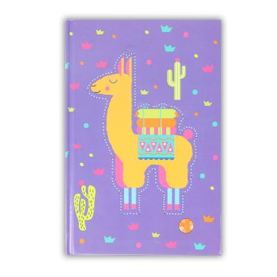 China Printed Alpaca Chipboard Cover Light Printing Purple Llama Journals Notebook for sale