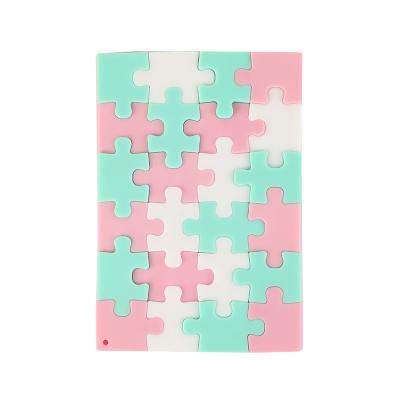 China Hardcover Custom Design Hardcover Pink Silica Gel Puzzle Student Journal Notebook for sale