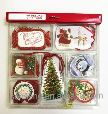 China Gift Tags New Design Christmas Tree Deluxe Glitter Decorate Gift Tags 40 Bundle Cards for sale