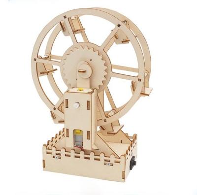 China Construction Toy Customized DIY PULL DOWN educational science toy ferris wheels sky wheels assembly wooden puzzle kits diy electric for sale