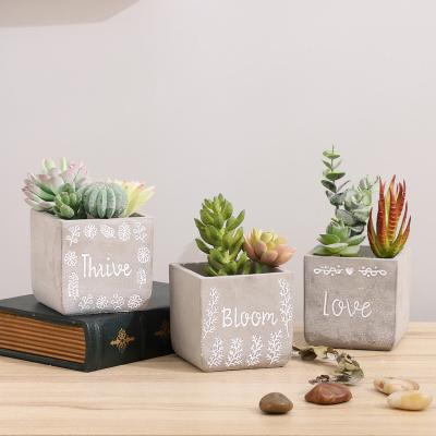 China Simple Design Minimalist Cement Flower Pot Square Shape Planter Succulent Pots Garden Flower Pot Indoor Outdoor Decoration for sale