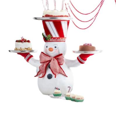 China Europe Toy Christmas Snowman Snack Bracket Decoration Resin Garden Statue for sale