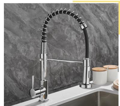 China Electric Faucets Supply Sink Lavatory Double Outlet Spring Faucet Multifunctional Multifunctional Pull-Down Kitchen Faucet for sale