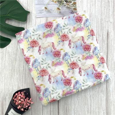 China Anti Pill No MOQ Custom Digital Printing 100% Organic Cotton Crinkle Muslin Fabric For Baby Wrap for sale