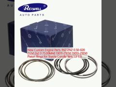 New Custom Engine Parts 1NZ 2NZ 0.50-020 (1.2x1.2x2.0 75.00MM) 13011-21050 13013-21050 Piston Rings for Toyota Corolla Yaris 1.3 1.5L