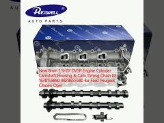 New 8mm 1.5HDI DV5R Engine Cylinder Camshaft Housing & Cam Timing Chain Kit 1638159880 9828655580 for Ford Peugeot Citroen Opel