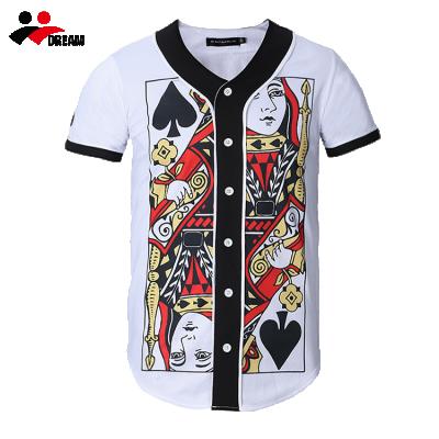 China Custom Mens Baseball Jersey Poker Q Sublimation Antibacterial Button Up Baseball Uniforms for sale