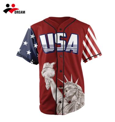 China Antibacterial Mens Baseball Jersey 100% Polyester Button Up USA Baseball Tank Tops for sale