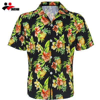 China Mens Beach Shirts Anti-Shrink Hawaiian Short Sleeve Fashion Street Hawaiian Aloha Shirt For Men for sale