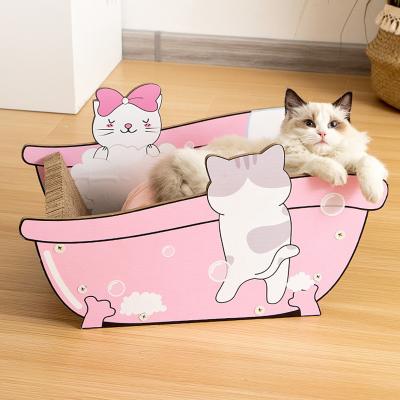 China Sustainable Pet Supplies Factory Corrugated Cardboard Paper Cat Bed Cat Scratcher Salon Solid Wood Cat Scratcher for sale