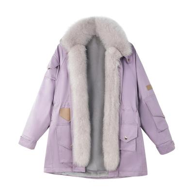 China Lady QUICK DRY Fashion Hooded Padded Plus Size Down Jacket, Long Thicken Faux Fur Collar Outwear Women's Coats For Warm Winter for sale