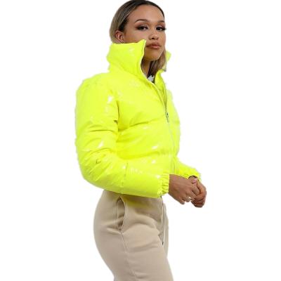 China Winter QUICK DRY Clothing For Woman Bright PU Leather Down Cotton Coat Jackets Woman Coat Jackets for sale