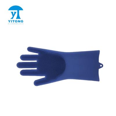 China Eco - Friendly Silicone Rubber Dishwashing Gloves Clean / Silicon Dishwasher Mitt Sponge For Cleaning for sale