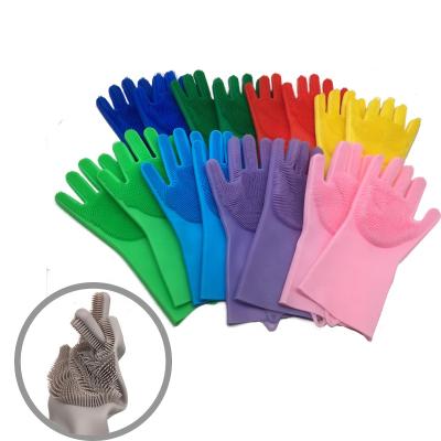 China Kichen Magic Silicone Dish Wash Scrubber Cleaning Brush Gloves for sale