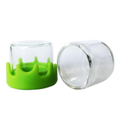 China 6ml Silicone Lid Cream Oil Glass Concentrate Glass Jars Chemical Jars Drip Cover No Neck Bottle for sale