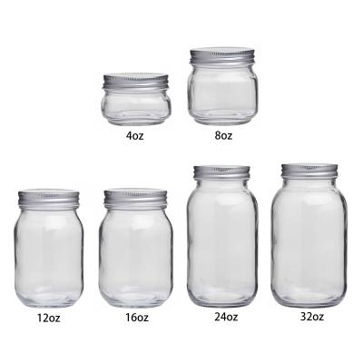 China Morden 8oz 16oz 32oz Mini Clear Food Storage Ball Mason Jar Canning Glass with Lids for Canning for sale