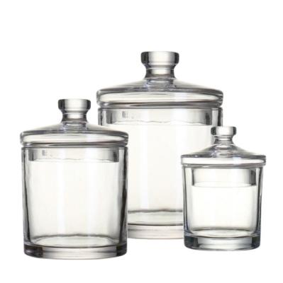 China Hot Sale Glass Food Candy Jar Storage Glass Sugar Jars With Glass Lid for sale