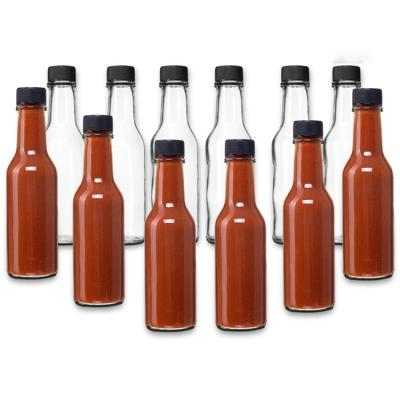 China 5oz Empty BBQ Food Bottles Clear Glass Hot Sauce Bottles With Screw Lid for sale