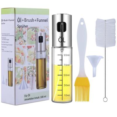 China Transparent Glass Frying Oil Stainless Steel Oil Spray Bottle With Ladder BBQ for sale