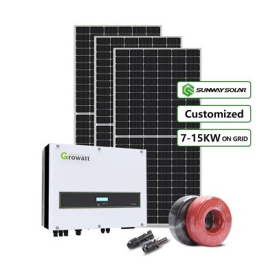 China Industrial 12Kw 15Kw 10KW 8KW 7KW 6KW On Grid Solar Power System Complete Solar Panel Power System For Home Industrial Use for sale