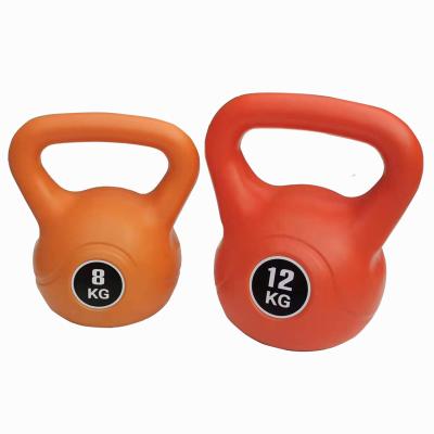 China Durable Cheap New Product Custom Logo Plastic PE Kettlebell With Cement Filling Colored Cement Kettlebell for sale