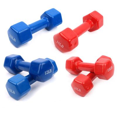 China Sponge Type Equipment Wholesale Logo Neoprene Gold Vinyl Dumbbells Custom Fitness Dumbbell Factory Fitness Gym For Women Hex PVC Dumbbell for sale