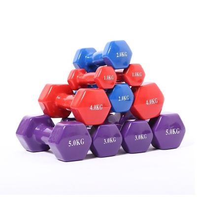 China Wholesale Cheap Equipment Type Logo Neoprene Gold Vinyl Dumbbells Custom Sponge Gym Fitness Dumbbell Fitness Dumbbell PVC Dumbbell For Women for sale