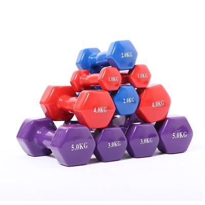 China Sponge Type Equipment Durable Logo Neoprene Gold Vinyl Dumbbells Custom Fitness Gym Dumbbell Excellent Prices For Women Hex PVC Dumbbell for sale