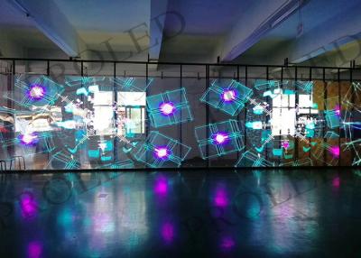 China Outdoor Glass Thin Transparent LED Screen Curtain Shape Modular Design For Stage for sale