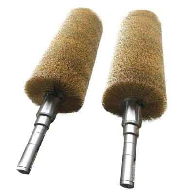 China Wear-resisting brass wire brush roller polishing machine with 304 stainless steel shaft screw stainless steel wire brush roller for sale