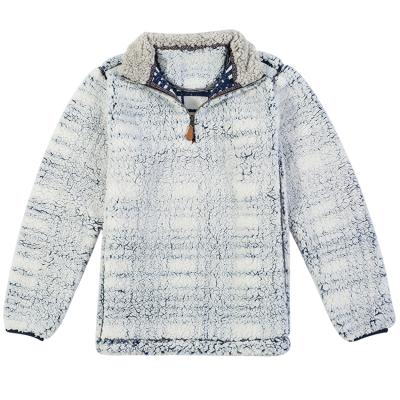 China Factory High Quality Breathable Plus Size Women's Frosty Sherpa Fleece Pullover Plaid Print Casual Sweater Women for sale