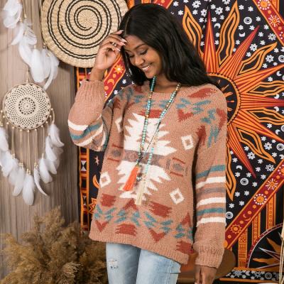 China Aztec Anti-wrinkle Print Ready To Ship Plus Size Women Knit Sweater for sale