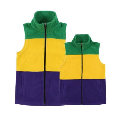 China Mardi Gras Sherpa Jacket Vest 2021 Women's Plus Size Fuzzy Hot Sellinlg Mommy And I for sale