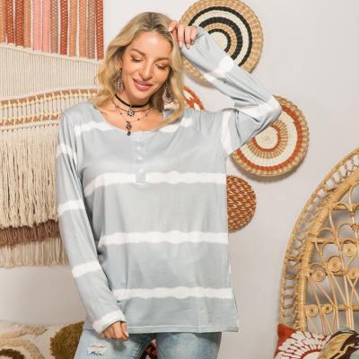 China Anti-pilling 2021 wholesale tie dye women plus size long sleeve tops for sale