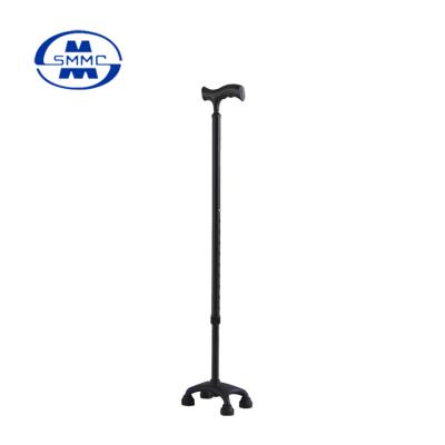 China Colored Aluminum Alloy 6061/Steel Adjustable Aluminum Cane Walking Stick With 4 Feet For Handicapped And Elderly for sale