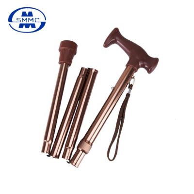 China Aluminum Alloy 6061 Standard 5 Sections Aluminum Folding Walking Stick Cane For Elderly for sale