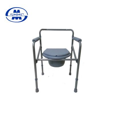 China STEEL TUBE Adjustable Bathroom Powder Coated Steel Commode Chair With Bedpan for sale