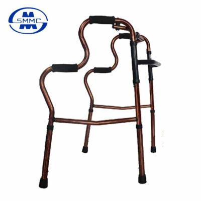 China Twist and Parallel One-Button Folded Brown Aluminum Walker for the Elderly for sale