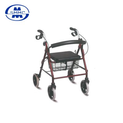 China Rollator Aluminum Frame Lightweight Liquid Coated Shopping Cart Four Wheels Folding Walker for sale