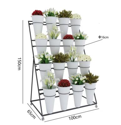 China Single Sided Metal Flower Pot Rack For Fresh Flower Display Flower Stand for sale