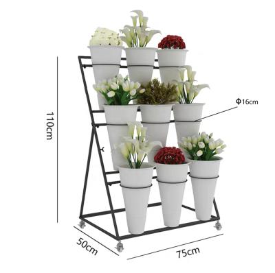 China Plant Single Sided Flower Rack Stand Display Steel Flower Stand For Florist Flower Display Rack for sale