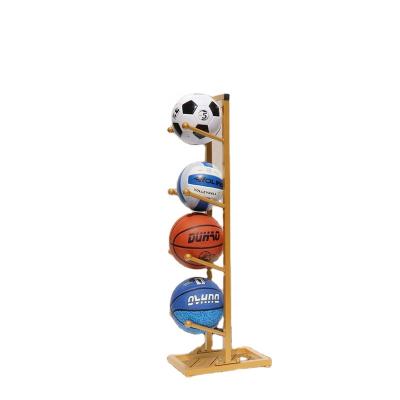 China Assemble Gold Color Configuration Basketball Storage Display Racks Sports Center Ball Storage for sale