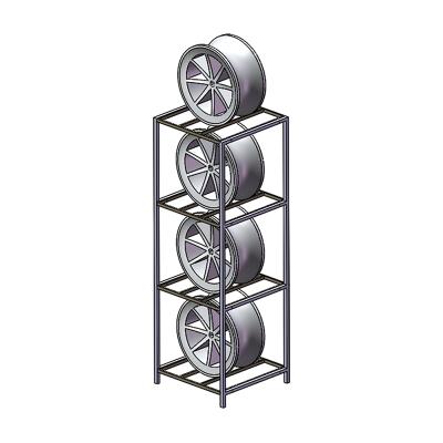 China Assemble Steel Wheel Rim Rack Display Stand Metal Display Frame Car Retail Store for sale