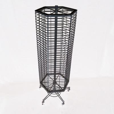 China Durable 6 Sides Grid Panel Rotating Free Standing Wire Mesh Display Racks for sale