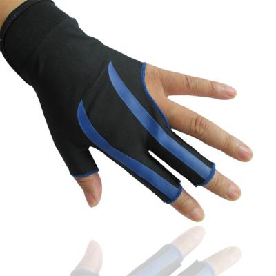 China Lycra Spandex Snooker Pool Cue Billiard Three Finger Nylon High Elastic Gloves for sale