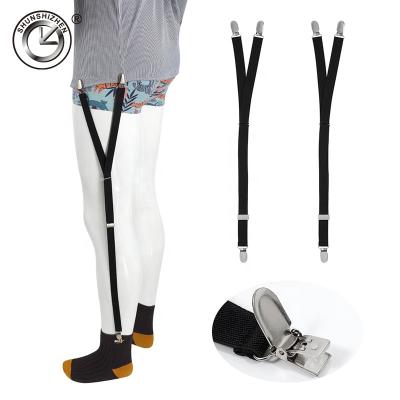 China Polyester+Wholesale Black Adjustable Men's Elastic Garter Straps Suspenders Support Elastic Close Up Tucker Sock Men Shirt Stays for sale